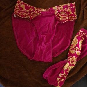 Size 14, Pierre Cardin hot pink with metallic gold coloring bikini